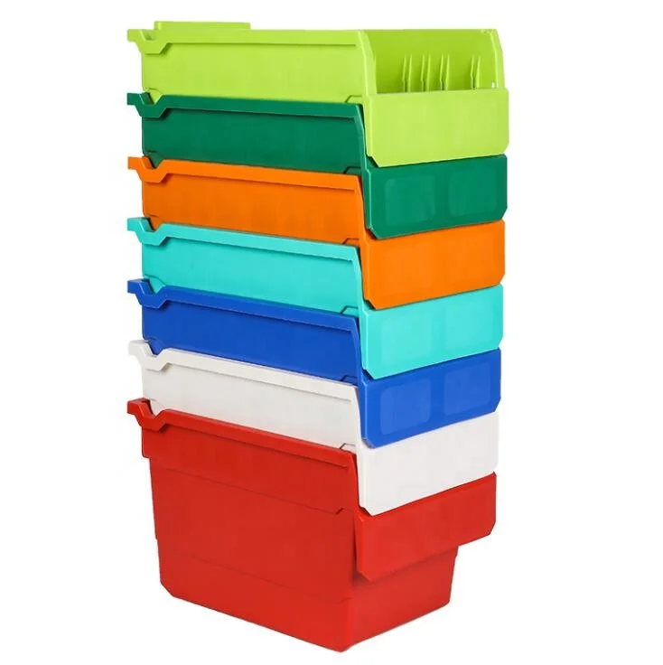 

Multiple Sized Industrial small parts storage plastic bin with lid, Red, bule, yellow, green, white, clear