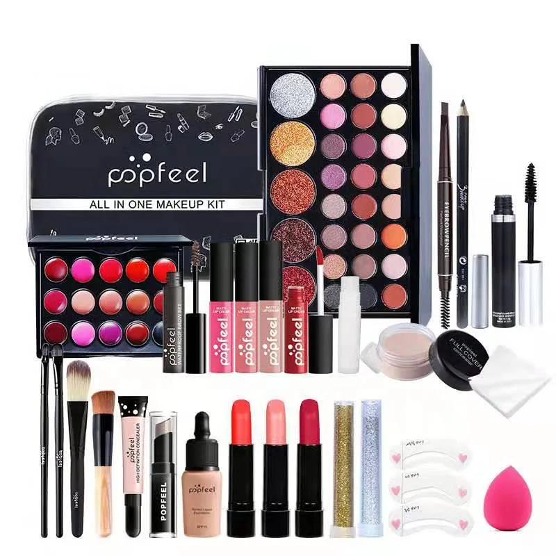 

European and American models Makeup Set with Eyeshadows palette Lipstick Concealer Cosmetics Kit for Women Girls, Multi colors