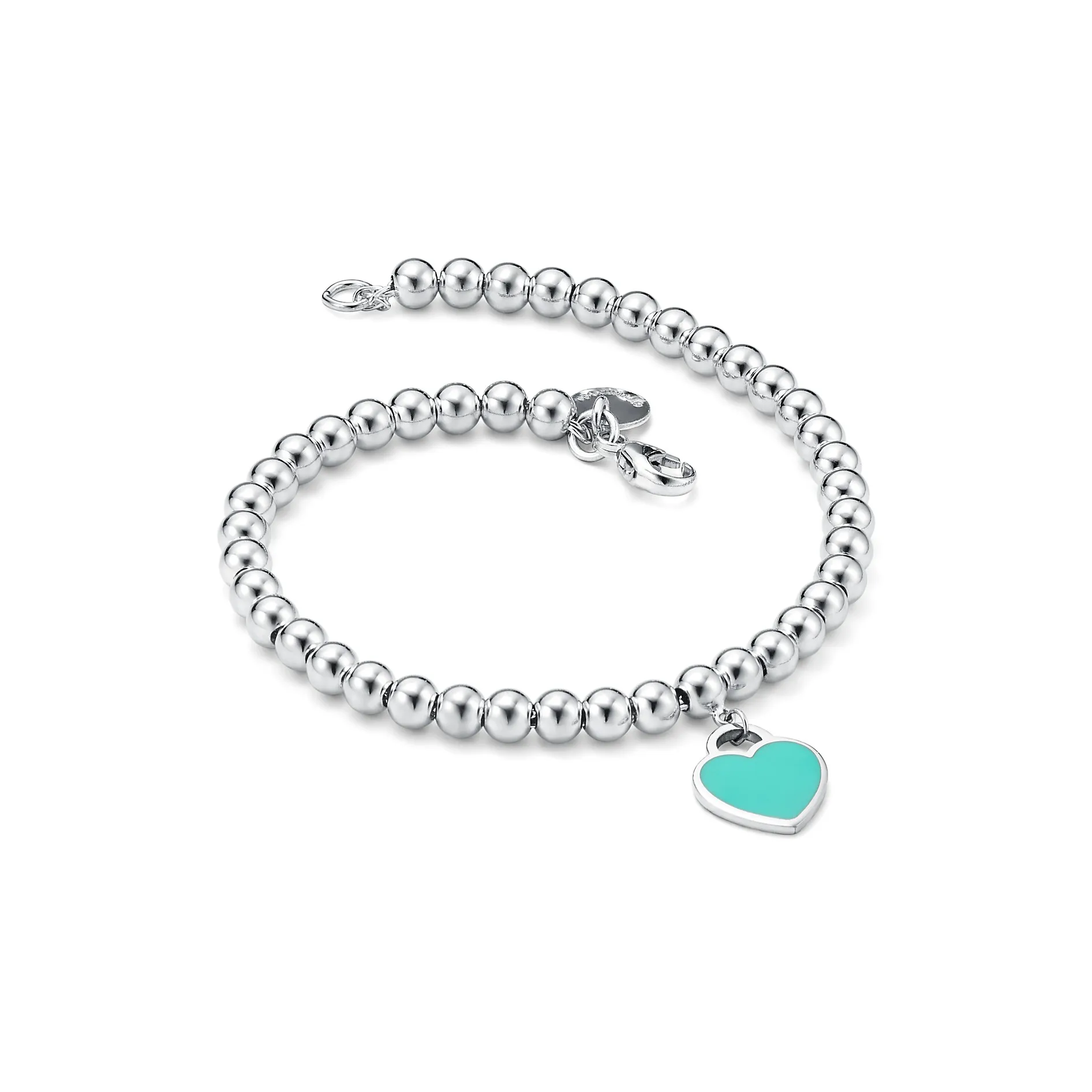 

S925 Sterling Silver Blue Enamel Finish Beaded Bracelets With Tiffan bracelet