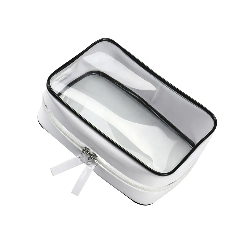 

Hot Sell Private Label White Transparent Makeup Bag Travel Pu Clear Cosmetic Bag