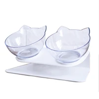 

Elevated and Inclined neck protective cat shaped cat bowl-double bowl