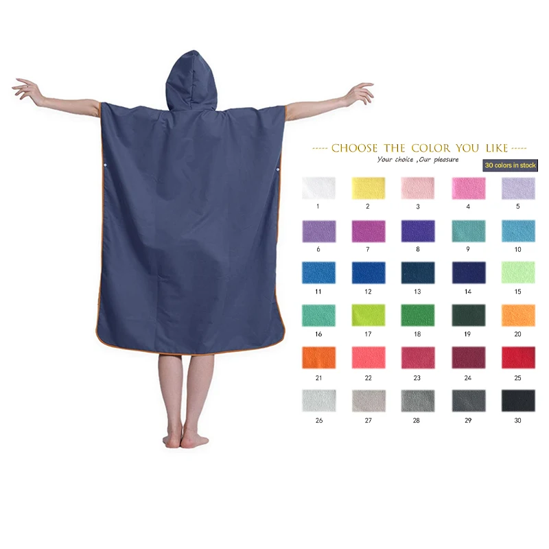 Quick Dry Organic Microfiber Surf Poncho Lightweight Polyester Beach Towel for Kids and Adults Sand-Free Woven Technique