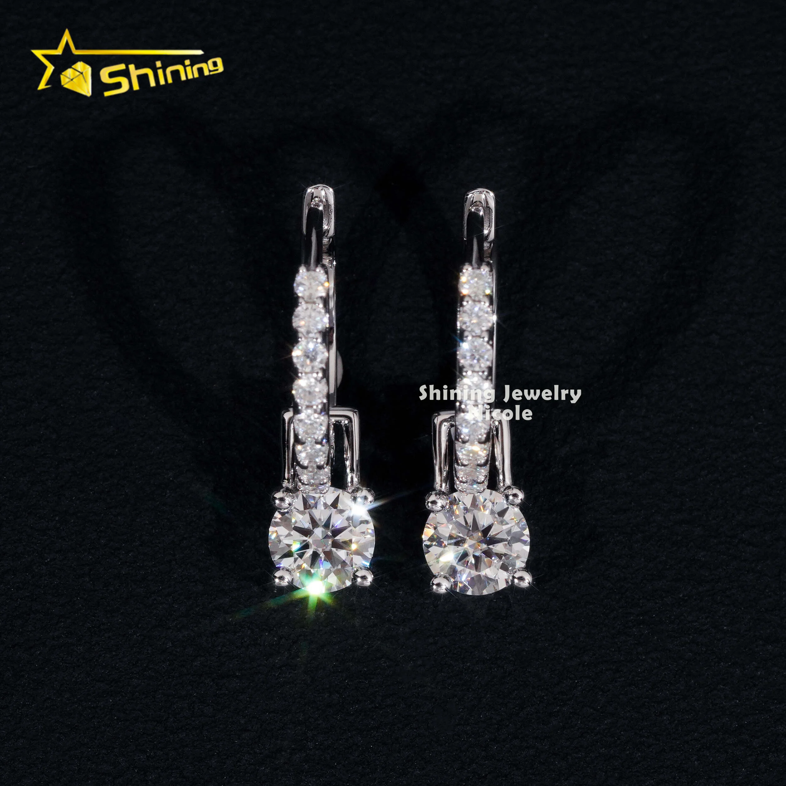 Hip Hop New Style 925 Sterling Silver Multifarious Drop Earring Moissanite Diamond Silver Hoop Earrings