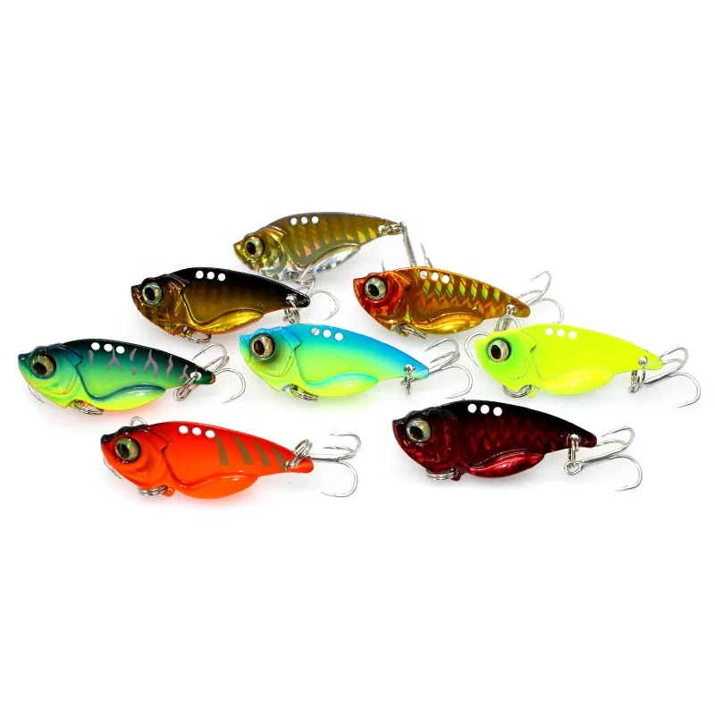 

OEM and On Stocks vib metal hard metal bionic lure VIB artificial bait with double hook, 8 colors