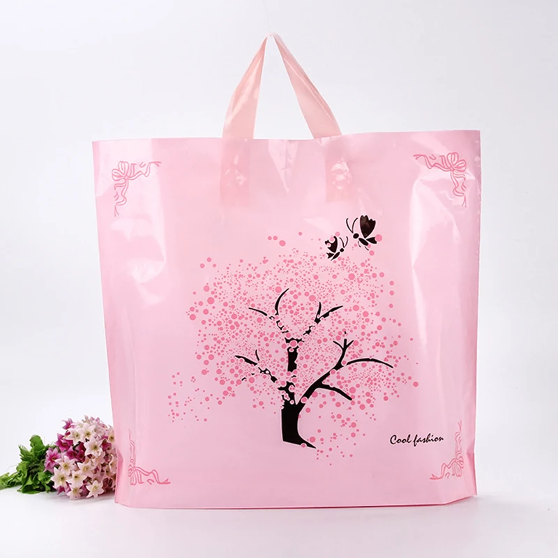 

Eco-friendly handle merchandise shopping gift bags plastic shopping tote bag with customized Logo, Customized color