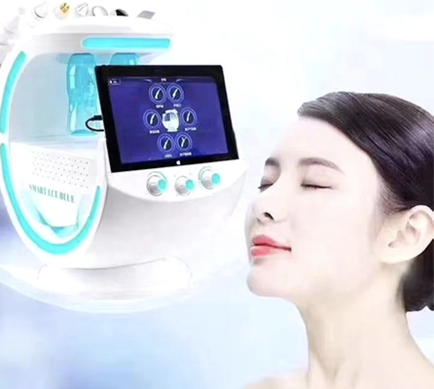 

hydradermabrasion spa facial machine 7 in 1 skin rejuvenation firming skin beauty machine, White, blue, white+blue