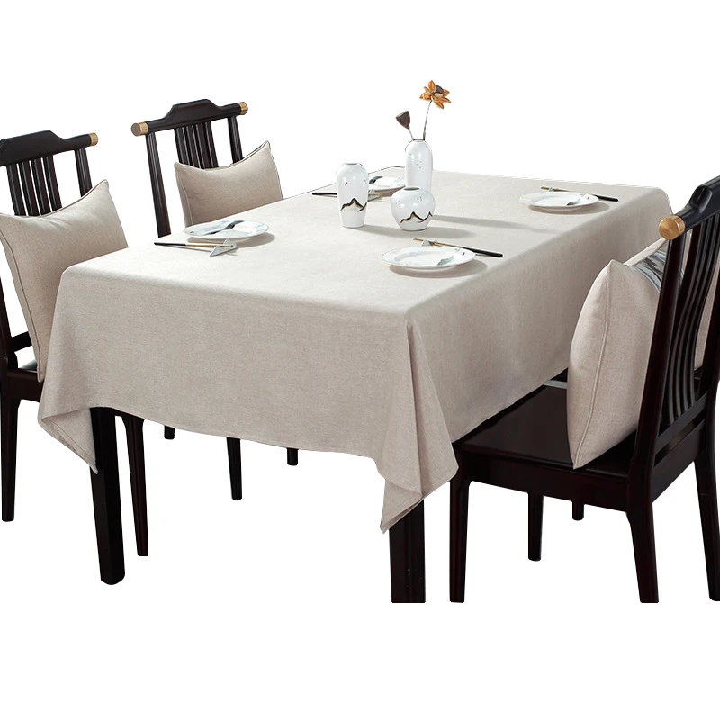 Modern Waterproof Cotton Linen Square Tablecloth Woven Technics for Home Use