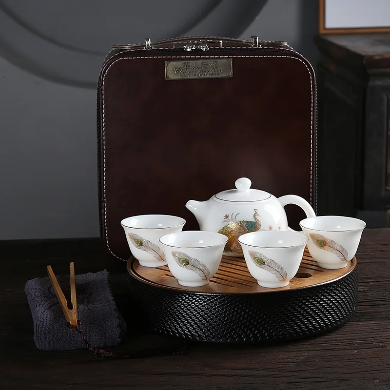 

miniature jade antique japanese travel gongfu china porcelain ceramic tea pot set, As picture, customized