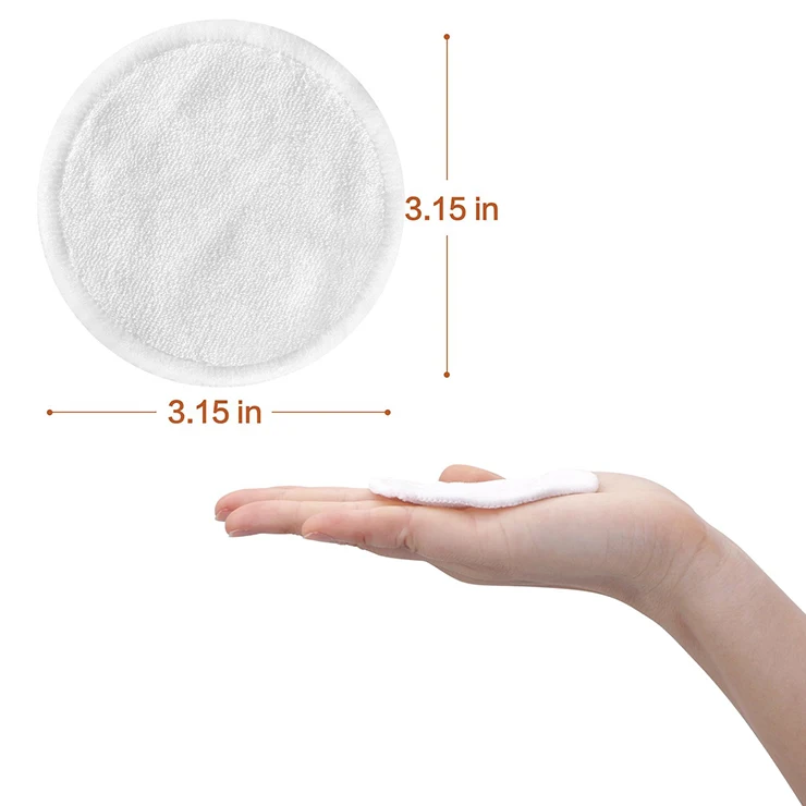 Bamboo Makeup Remover Pads 2/3 Layers 3.15inch Reusable Organic Bamboo Cotton Rounds Face Wipes