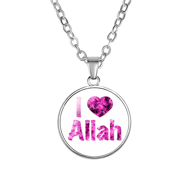 

Factory direct selling DIY Gemstone necklace middle east Islamic Muslims Allah charm necklace