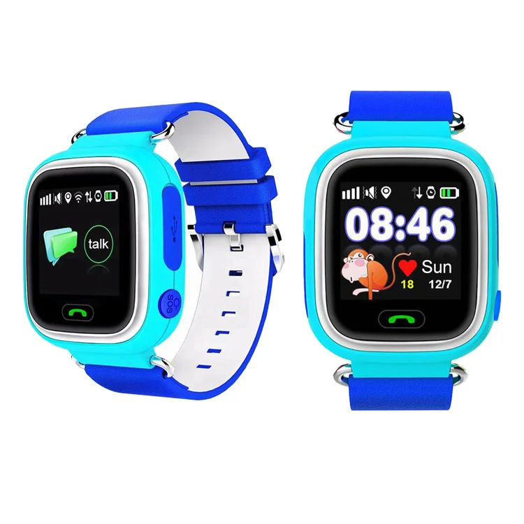 

Latest Chinese supplier branded watch big touch screen gps tracking mobile kids cell phone smart Q90 kids smart gps watch, Blue, yellow,pink