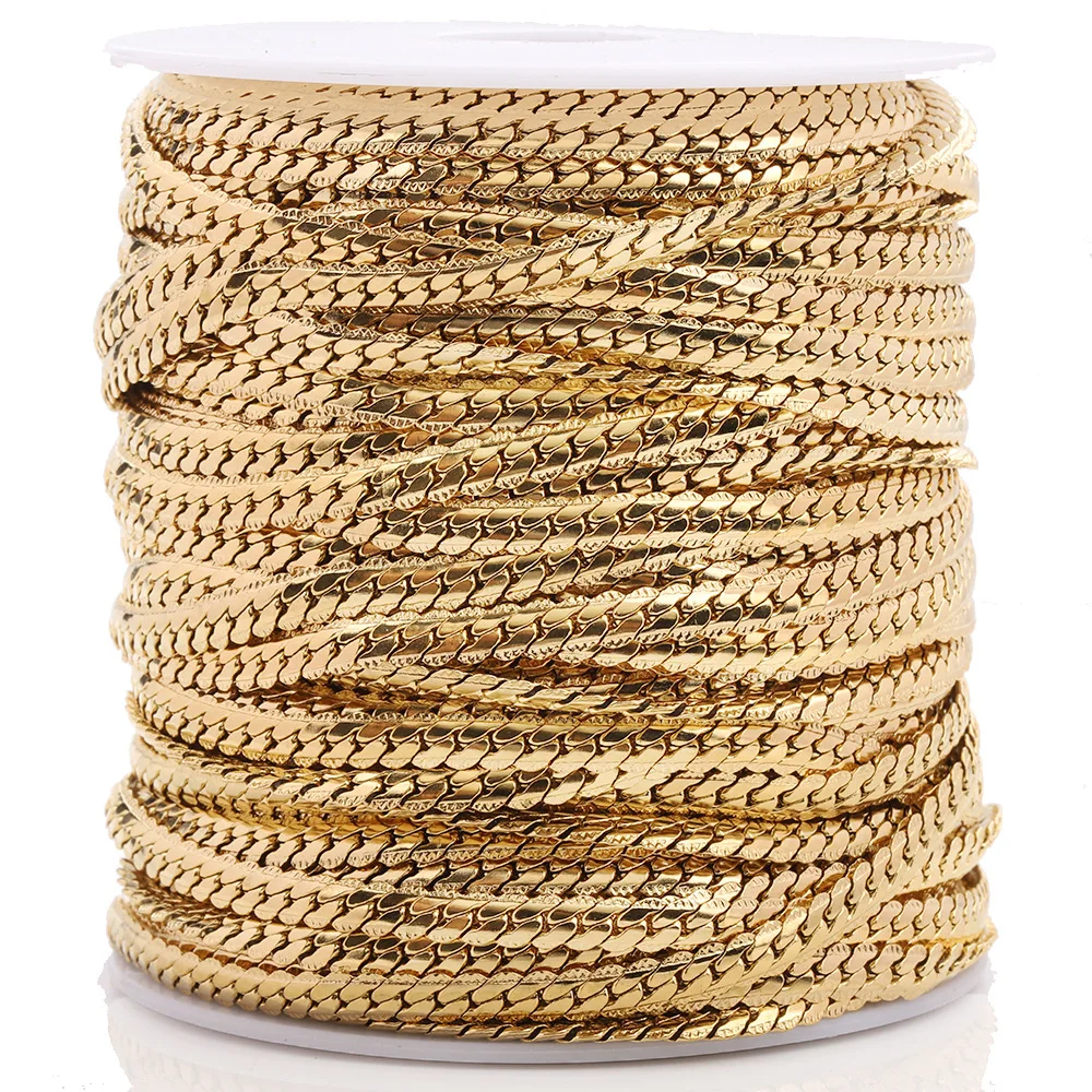 

50 meters per roll Choker and clavicle chain gold plated stainless steel snake chain roll with spool