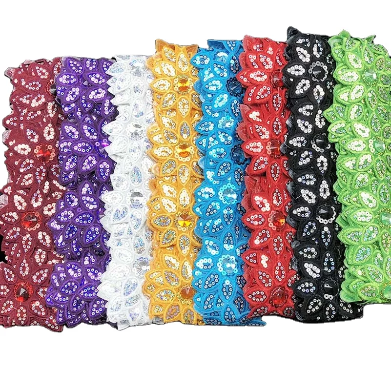 

iron-on diy clothes garment sewing embroidery material sequined diamond ethnic flower costume upholstery textile lace trims
