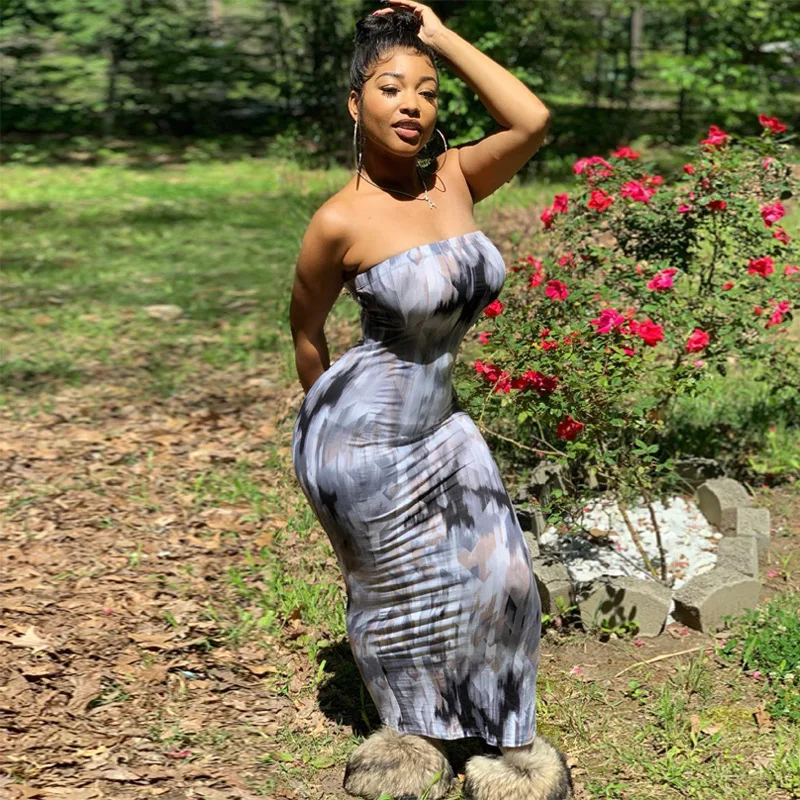 

Vintage casual sleeveless bodycon sun dress stripe bodycon women beach dress Tube top skirt, Picture color