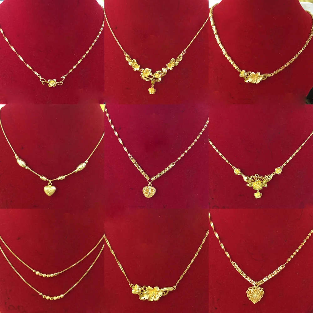 

Wholesale Gold Plated Imitation Jewellery 24k Gold Jewelry Hot Sale New Design Dubai Women'S Fashion Chain Necklaces