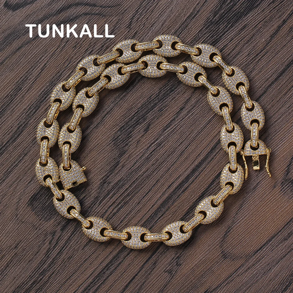 

BC017 12mm brass setting CZ Chain Necklace Iced Out Cubic Zircon Bling Bling Jewelry