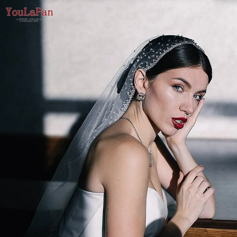 

YouLaPan V85 Hot Sale Wholesale Romantic Luxury Rhinestone Sparkling Female Long Cheap Veil The Wedding Veil Bridal Veil, White/ivory