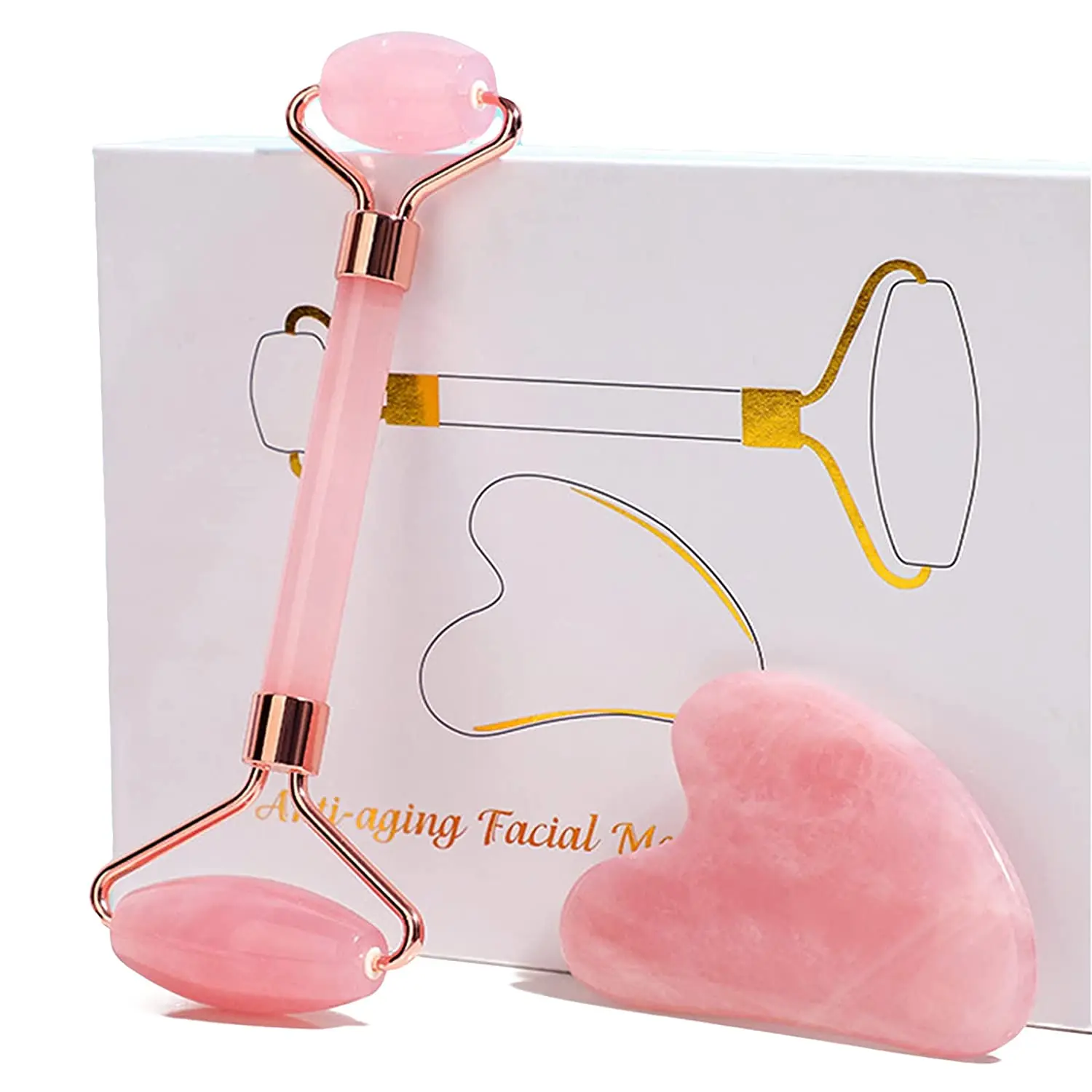 

Best Mini Stone Nephrite Natural Quartz Pink Anti Aging Massager Crystal Rose Jade Face Roller, White,pink black
