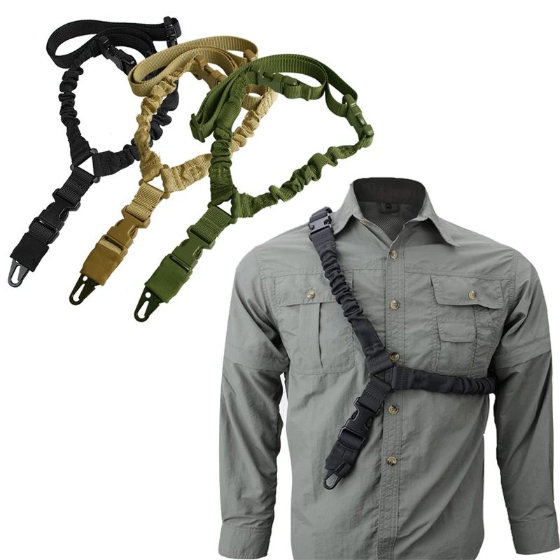 

Adjustable Tactical Gun Sling Belt Single Point 1000D Heavy Duty Mount for Military Rifle Sling Kit Airsoft Strap, Green ,black, tan