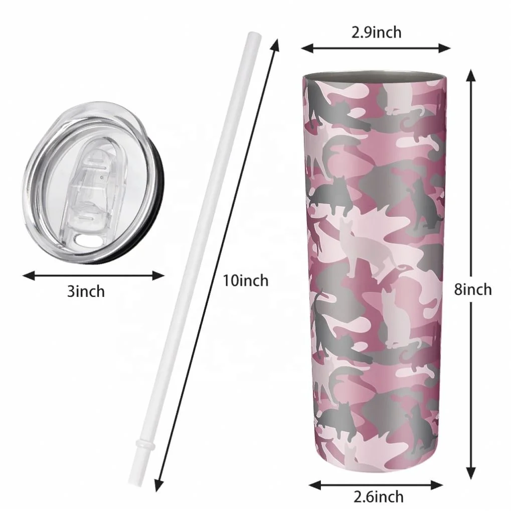 

Top Quality White Sublimation Custom Camouflage Cat Pink Car Cup Cups With Logo