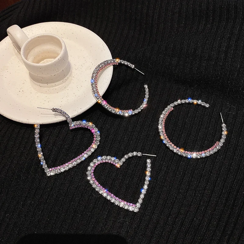 

fashion trendy 2021 crystal heart hoop earrings