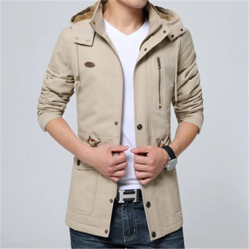 

Autumn and winter new style cotton mid-length windbreaker casual jacket men