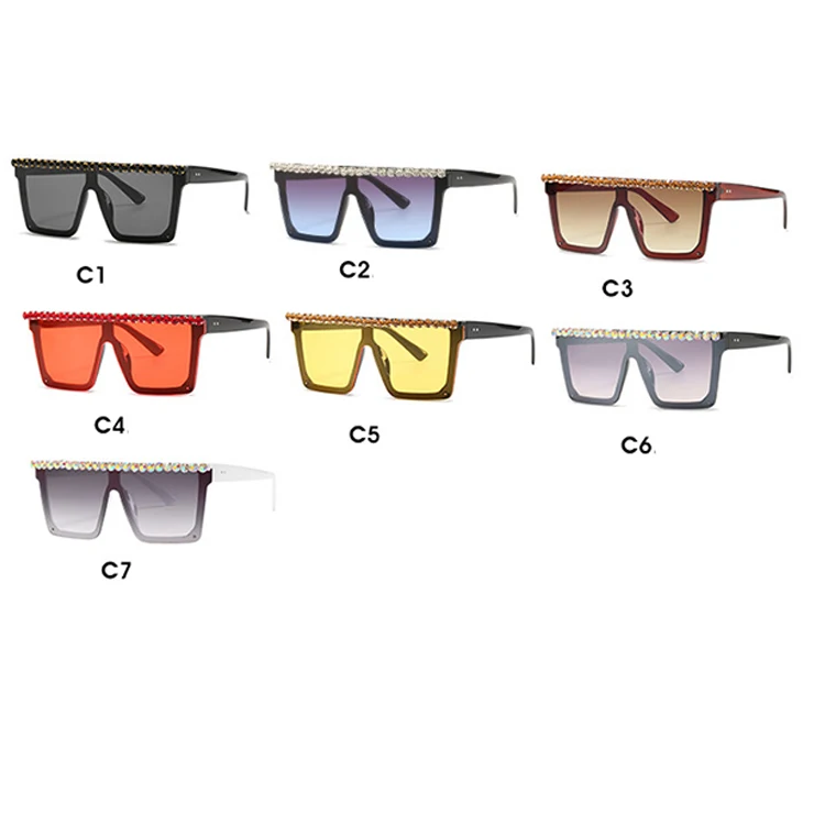 

2020 newest design oversized square frame colourful lens shades sunglasses for men and women Luxury sunglasses