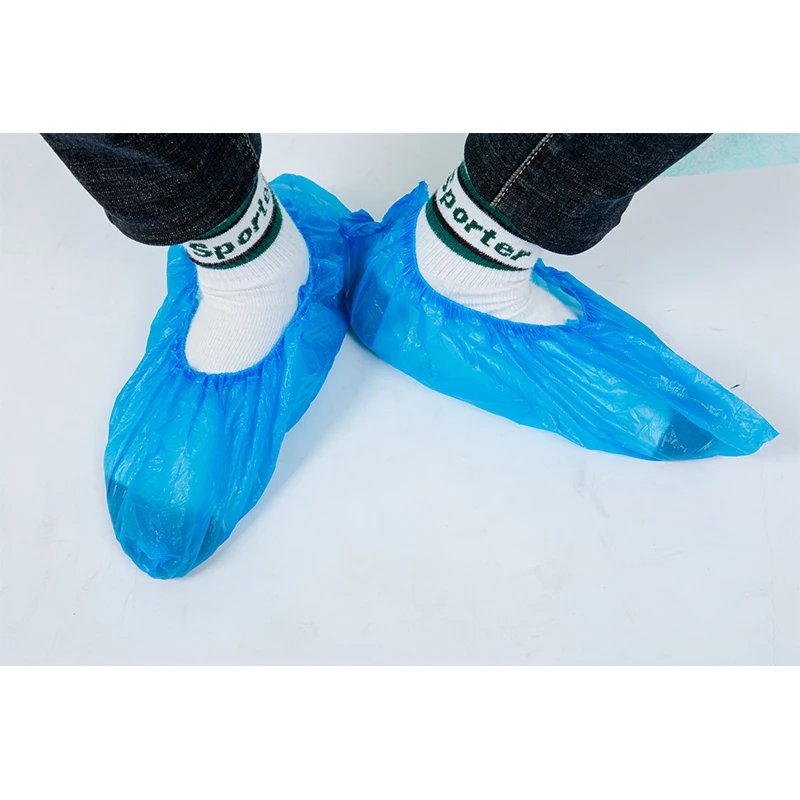 

Disposable Plastic rain boots waterproof Anti-skid PP shoe cover, White/blue
