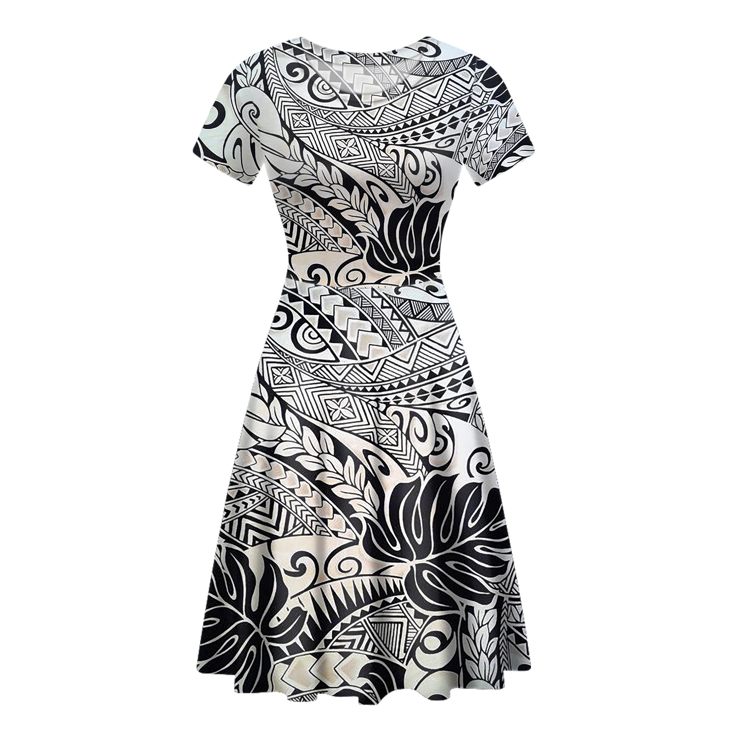 

Woman Casual Dresses 3D Tonga Art Printed Customize Short Sleeve O-Neck Casual Loose Swing Dresses