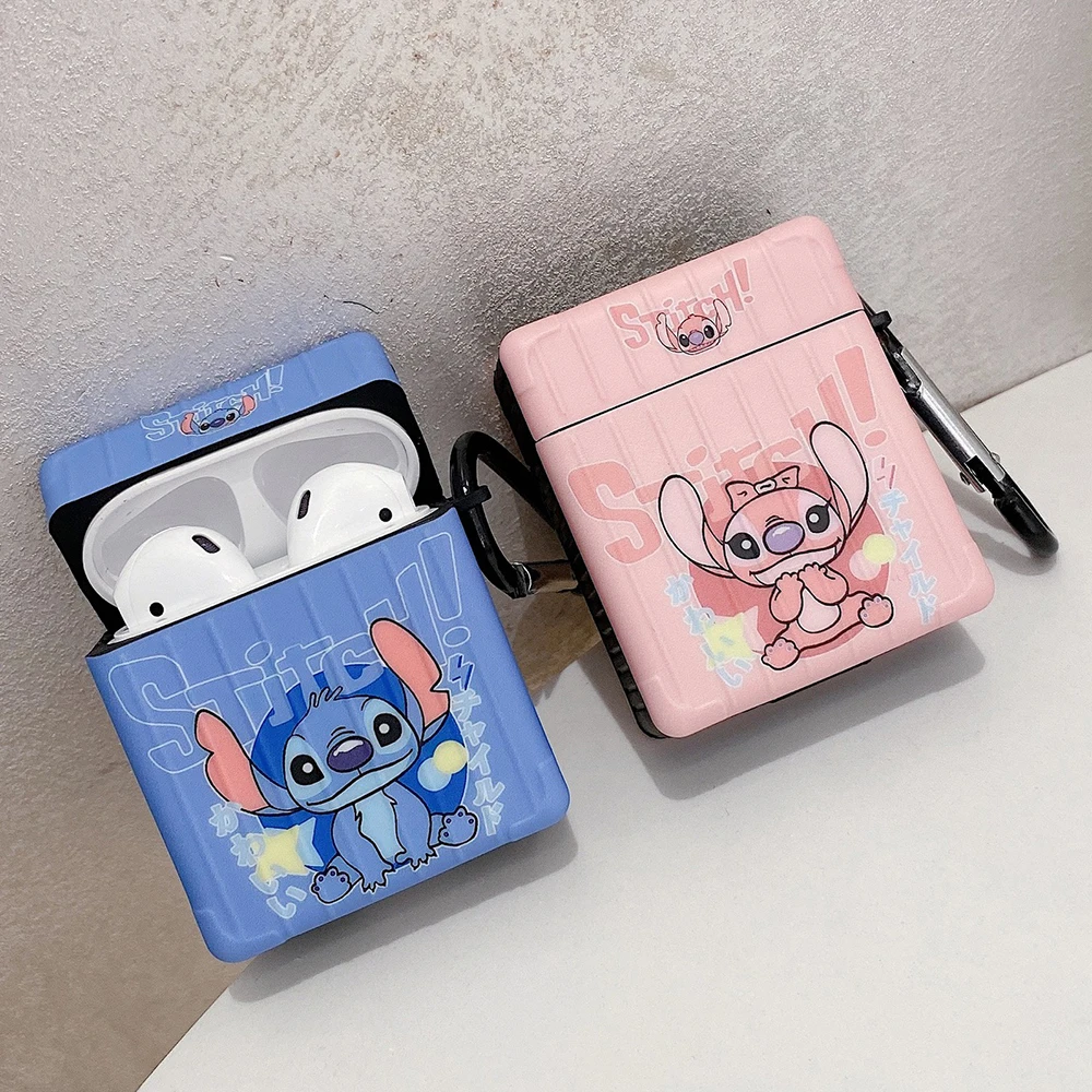 

Stitch Blue Pink Animals 3D Doll Case for Airpods Pro 1 2 3 Cute Cartoon Anime IMD Cover With Carabiner Keychain