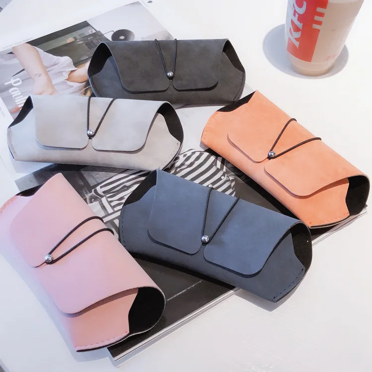 

Glasses box female simple creative retro pressure-resistant portable male matte leather sunglasses storage sun glasses eye box, Mixed