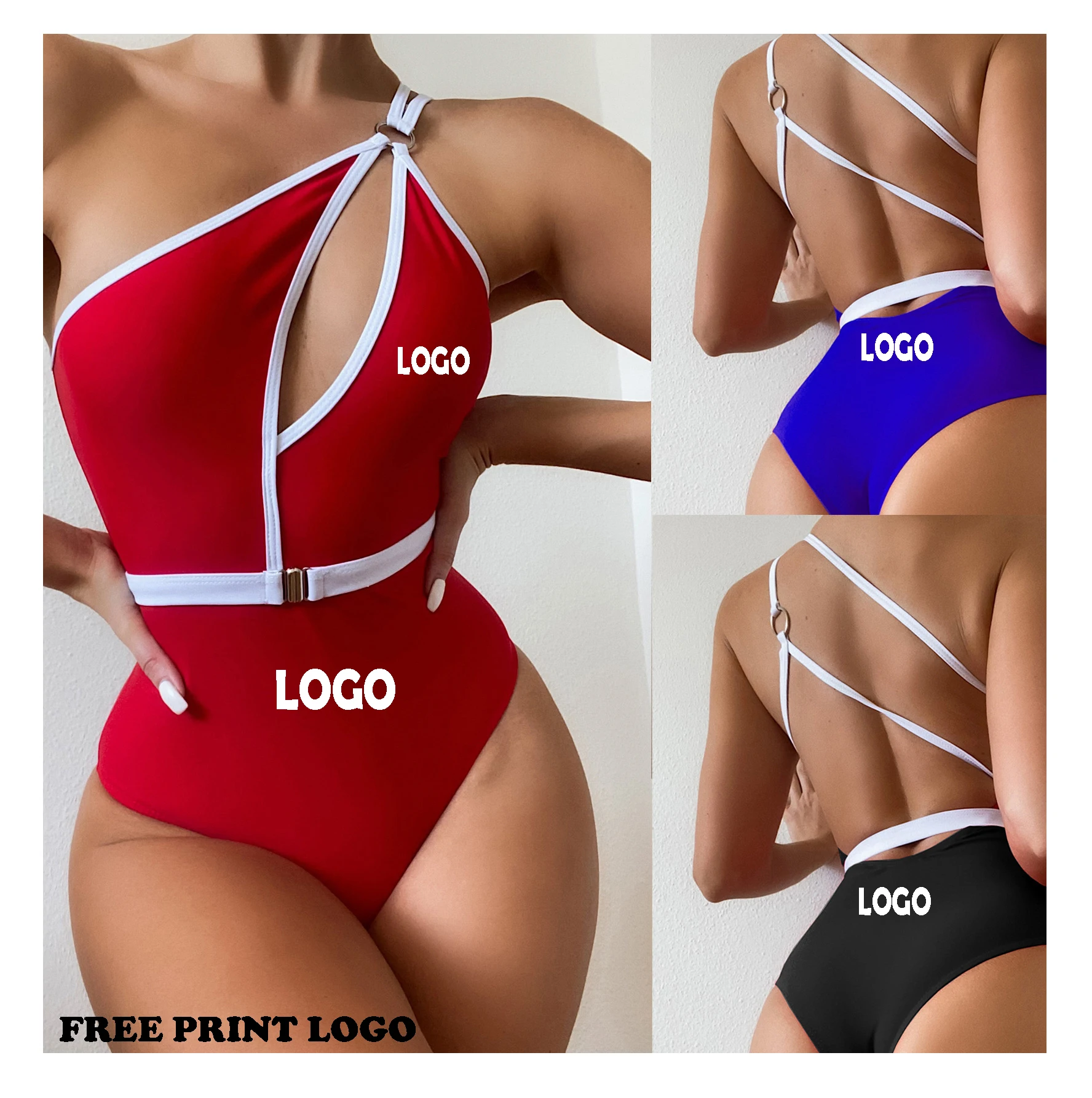 

Free shipping Women's solid color one piece swimsuit with chest Pad steel buttress Swimsuit Sexy belt swimsuit