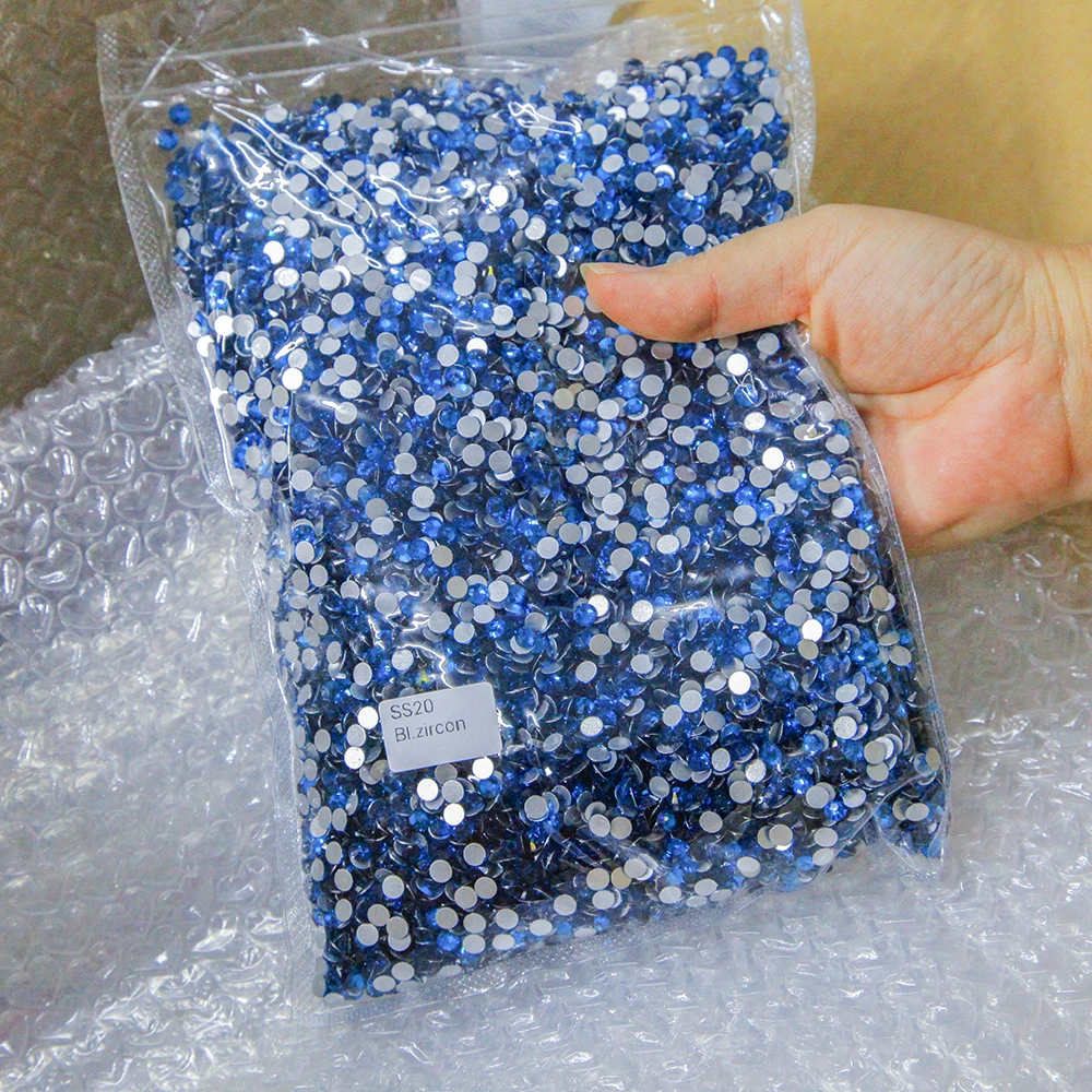 

14400pcs Blue Zircon Factory Wholesale 5A Non Hotfix Rhinestones Rhinestone Glass With Flat Back In Bulk Package