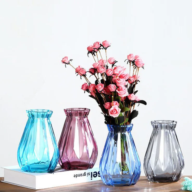 

Crystal Glass Vase Decorative Colored Clear Glass Flower Vase, Transparent clear