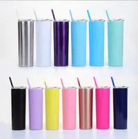 

20 oz Skinny Tumbler With Clear Slider Lid and Straw Insanely Good Insulated Double Wall Stainless Steel