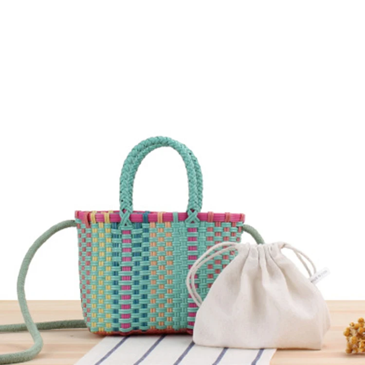 

CTB045 Cute colorful plastic basket woven beach bag children's 2022 summer luxury small straw bags