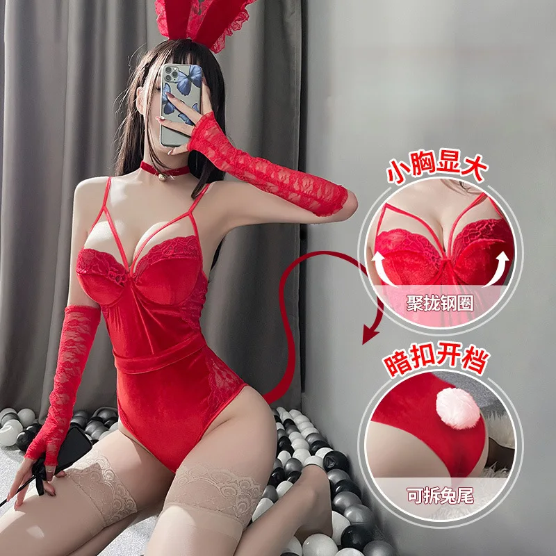 

Sexy Japanese Girls Bunny Costume American Style Lingerie Velvet Bunnygirl Cosplay Jumpsuit Underwear Sexy Bunny Girl Costume