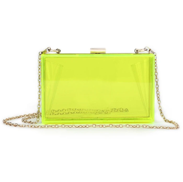 

2020 New product trending products fashion women cosmetic box evening clear purse clutch acrylic bag with chain