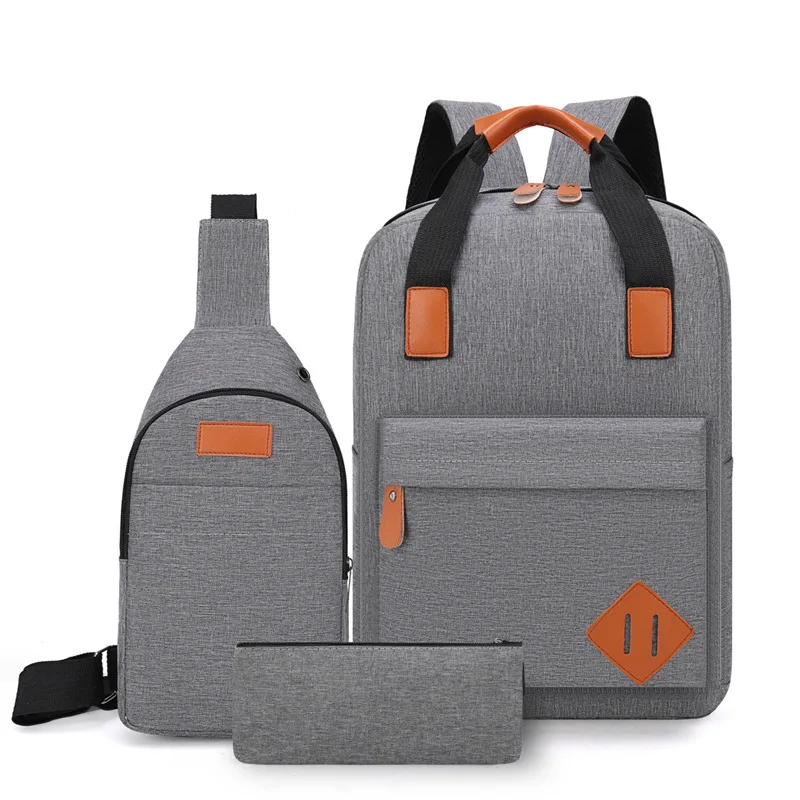 

Cheap Price Fashion USB Waterproof Nylon Laptop Backpack Set Bags With Zipper Pocket Outside For Unisex Travel, 4 colors or customized