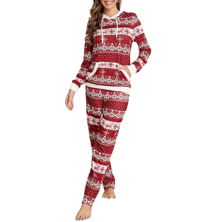 

2021 Ladies Fashion Casual Europe and America Fall/Winter New Christmas costume Hooded Sweatshirt Wear Pants Set for Women