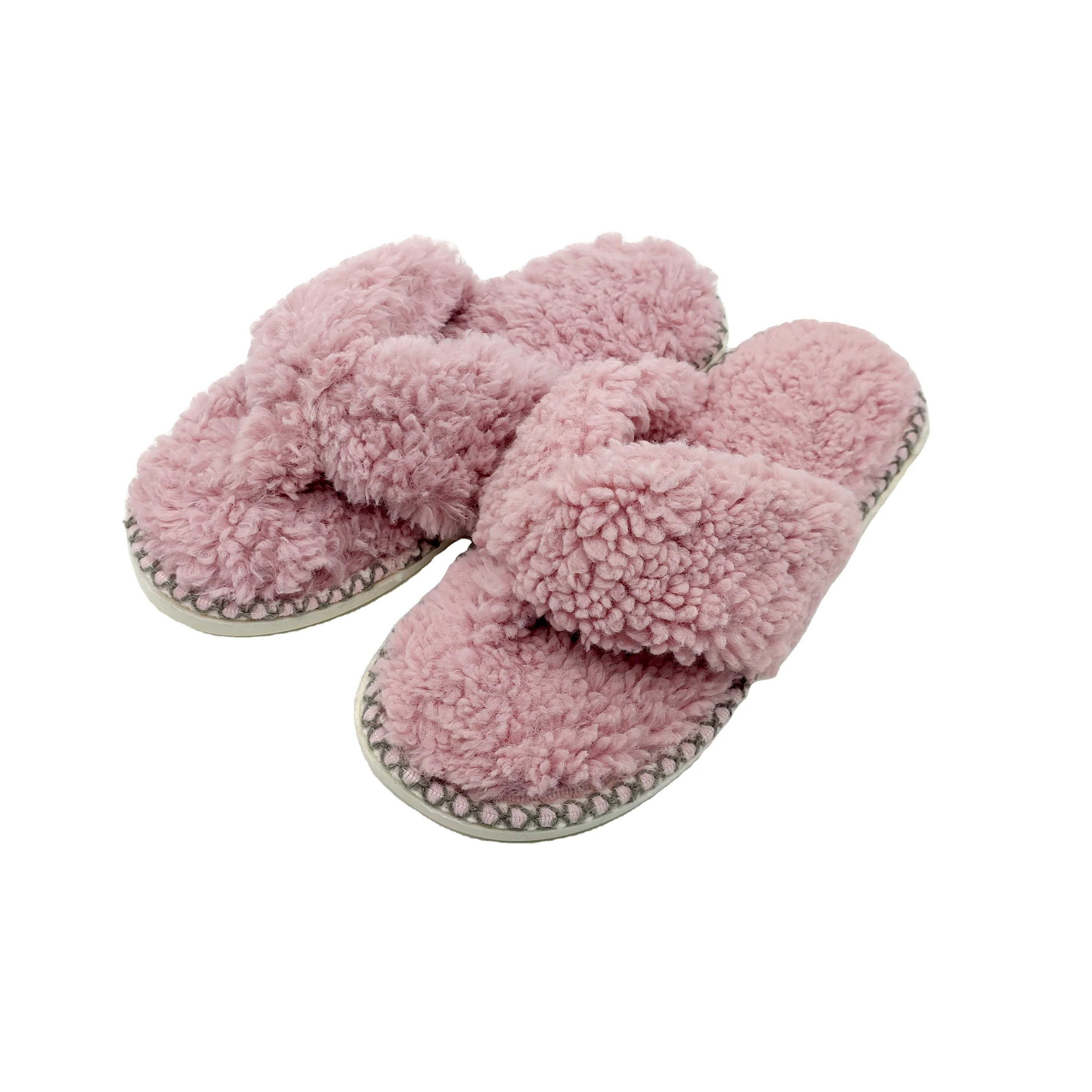 

Factory Custom Wholesale summer women's slippers and faux fur slippers woman indoor slipper
