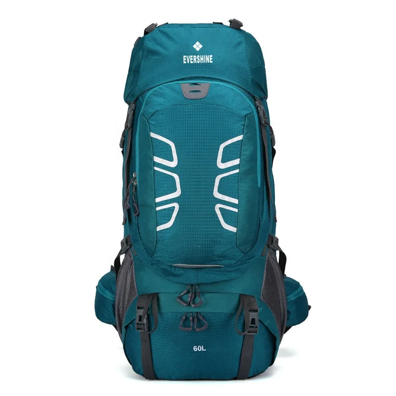 

EVERSHINE 60L Stock Trekking Aluminum Shelf Nylon Travel Backpack with Survival Whistle, Customized