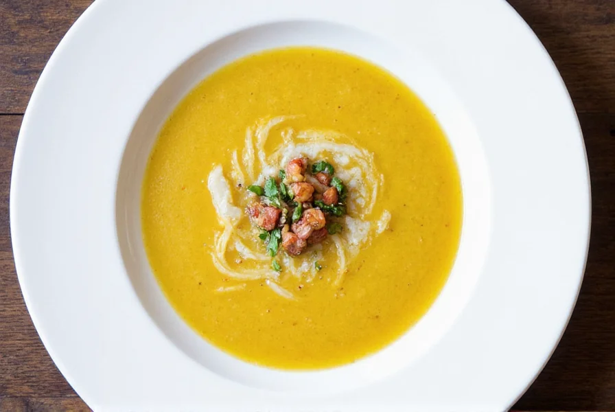 Fennel soup variations with different toppings including vegan and seafood options