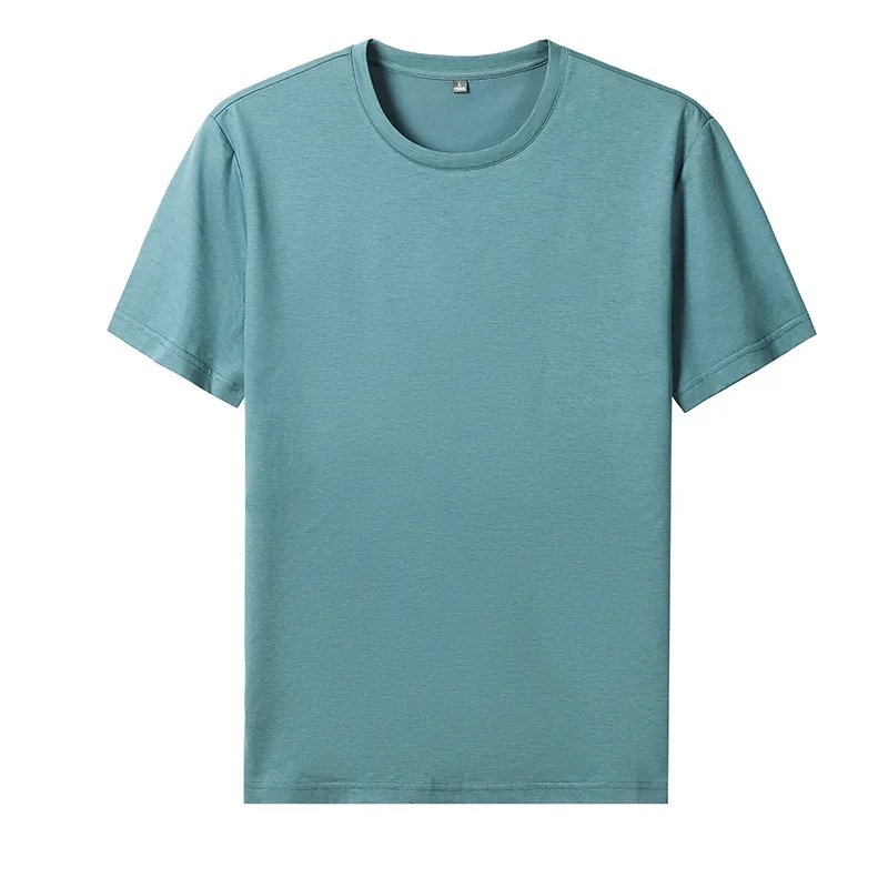 

High Quality Short Sleeve O-Neck Plain Color Slim Fit Man Woman Shiny Blank 200g 100% Mercerized Cotton T-Shirt custom logo