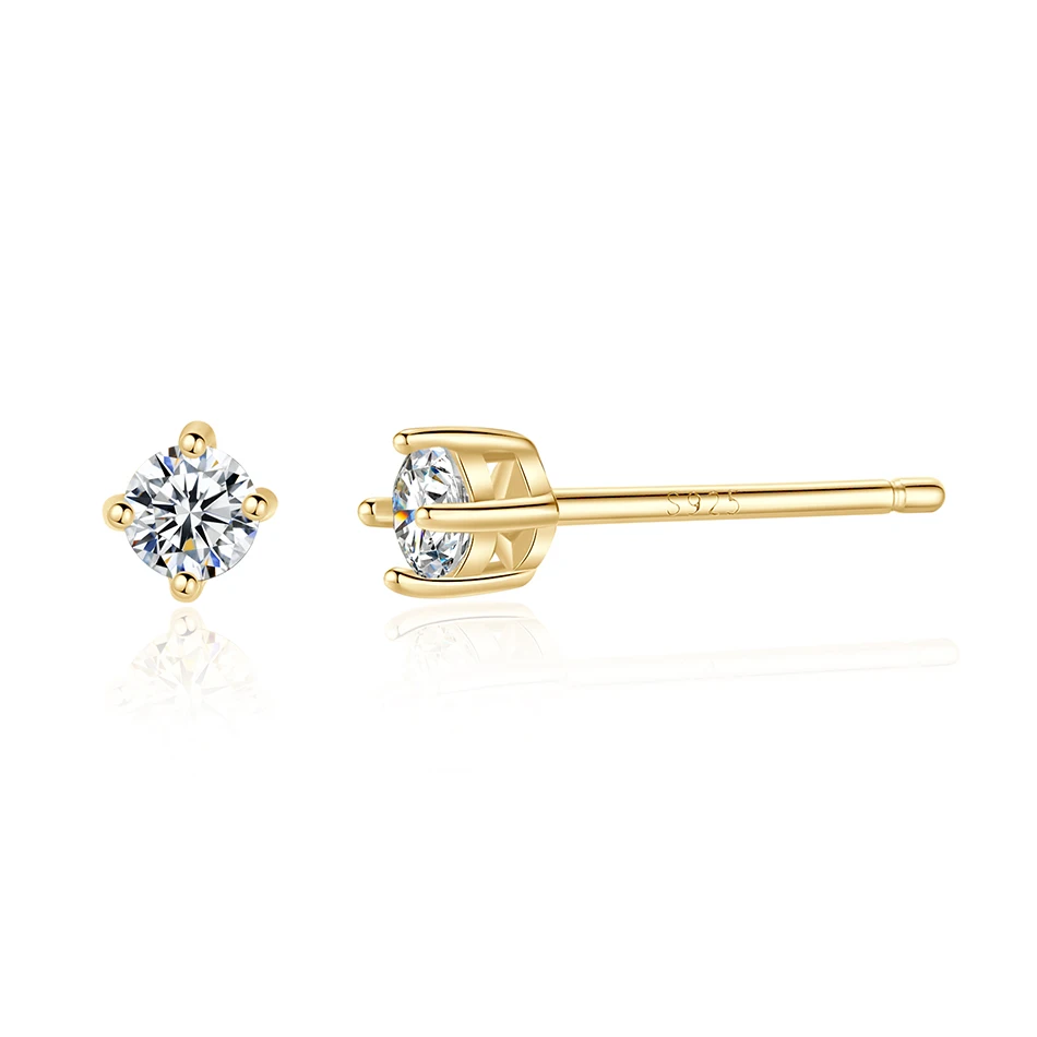 

Online wholesale fashion jewerly supplies 925 sterling silver 18k gold plated simple cubic zircon square stud earrings