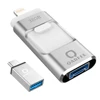U04 silver 3 in 1 Function for iphone USB 3.0 Flash Drive for mobile iPad iPod OTG 32GB ~ 128GB usb pendrive