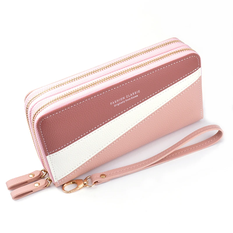 

Fashion Luxury Durable Long High Capacity PU Leather wholesale manufacturer Women Zipper Purse Girl Wallet, Customized color