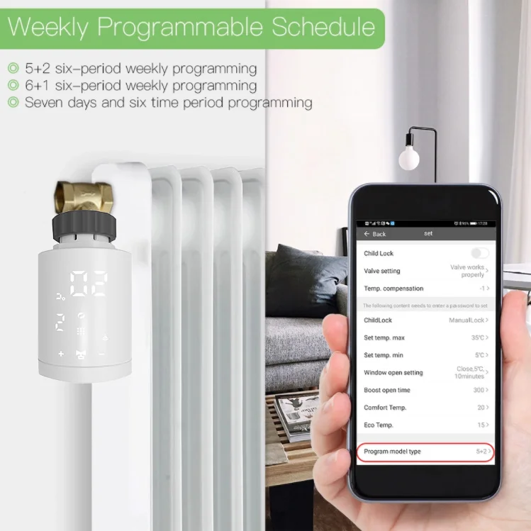 Smart remote phone control wifi zigbee wireless digital thermostatic radiator valve TRV - ANKUX.COM
