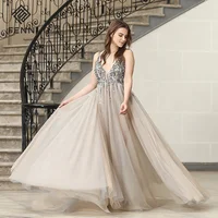 

Elegant Beaded Bare Back Design Formal Gown Wear Sexy Women Evening Dress