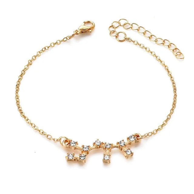 

12 Constellations Jewelry Bracelet Hot Sale Crystal Zodiac Sign Bracelet for Women, Silver,gold